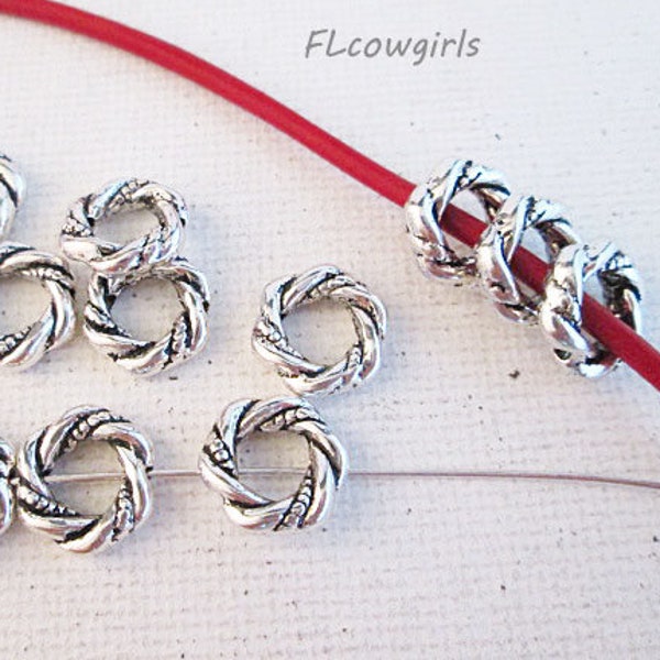 Metal Rings, Silver Tone Spacer Beads, 12mm Twisted Look Rings, Decorative O Rings, Sold per 20 beads - bm168