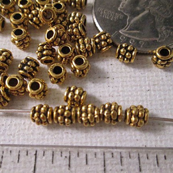 Round Metal Beads, 4mm Gold Spacer Beads, Sold per 50 beads - bm241