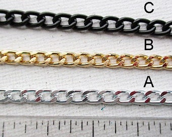 Aluminum Curb Chain, 6mm x 4mm, Open Links, 3 Color Choices, Sold per 3 feet - ch164