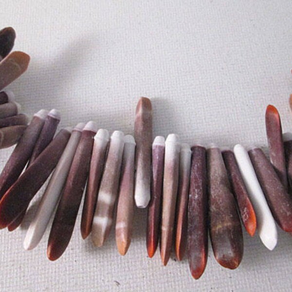 Sea Urchin Spine Beads, Stick Beads, 25-35mm Long, Natural Sea Urchin, Tip Drilled Stick, Rustic Tribal Beads, Organic, QTY 8 Beads - sh58S