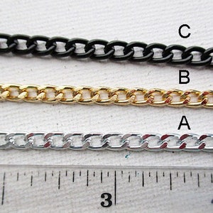 Aluminum Curb Chain, 6mm x 4mm, Open Links, 3 Color Choices, Sold per 3 feet ch164 image 1