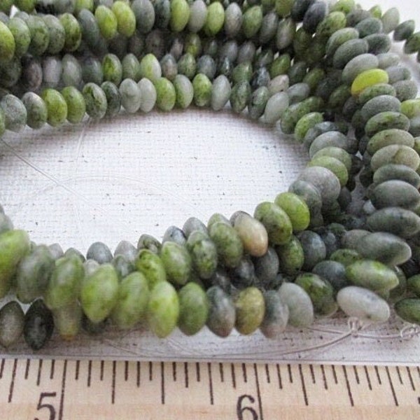 Yellow Green Turquoise Serpentine Saucer Beads, 6mm x 3mm, 100 count - gm928