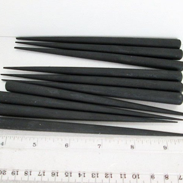 Black Wood Hair Stick, 6 Inches Long Taper, End Drilled, Ready to Embellish, Handmade in India  - wb393b