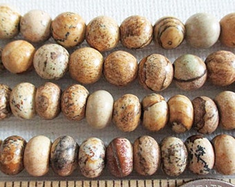 Big Hole Picture Jasper Beads, 8mm Round or 8x5mm Rondelle, U Pick - gm948