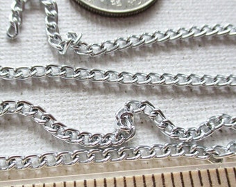 5 Feet Silver Aluminum Curb Chain, 3mm x 4mm Open Links, Unfinished Jewelry Chain - ch173