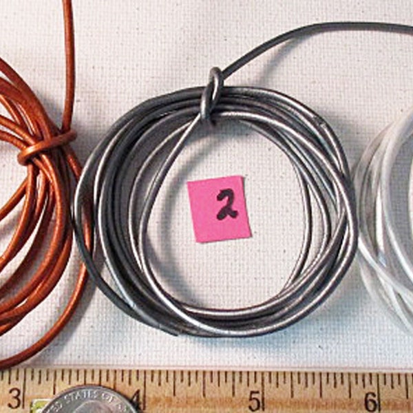 Leather Cord, 2mm Round Leather Lacing, U Pick Color, 4-foot bundle - sl51