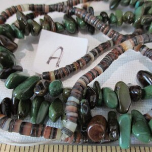 Pebbles & Heishi Bead Bundle, Mixed Shell Turquoise Combined, 2 Strands bb31 image 3