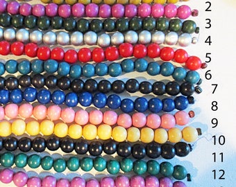 10mm Round Wood Beads, U Pick Color, Full 16 Inch Strand - wb10mm