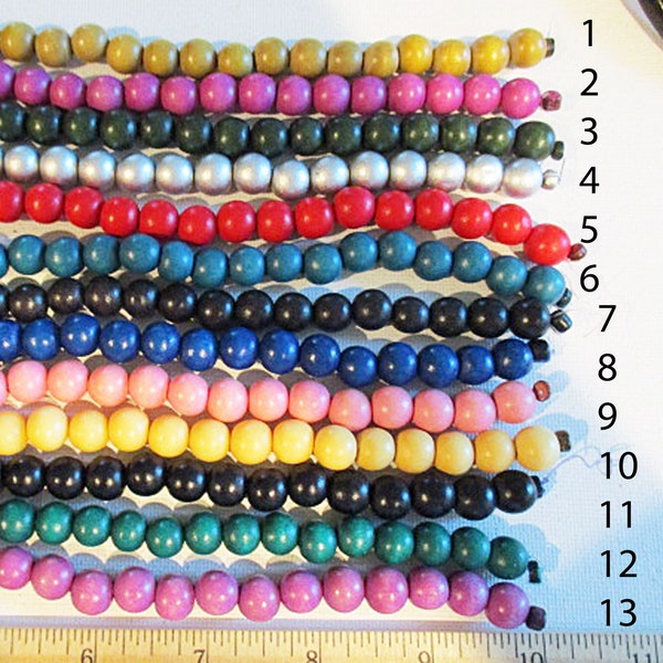 10mm Round Wood Beads, U Pick Color, Full 16 Inch Strand - wb10mm