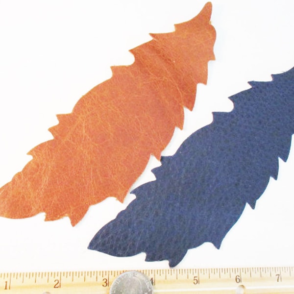 Feather Leather Shape Die Cut, 7.5 inch x 2.5 inch, No Holes, Brown or Navy, 1 count - sl52