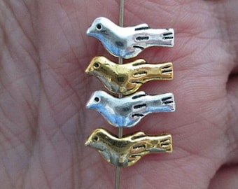 Bird Totem Metal Beads, 14mm x 4mm, Gold or Silver, 25 count - bm376