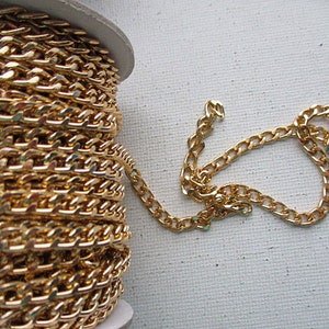 Aluminum Curb Chain, 6mm x 4mm, Open Links, 3 Color Choices, Sold per 3 feet ch164 B Gold tone