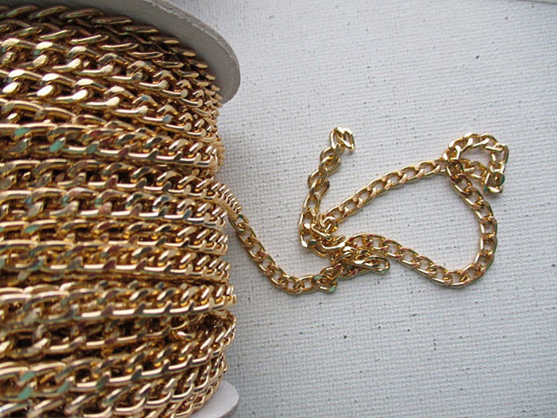 Aluminum Curb Chain, 6mm x 4mm, Open Links, 3 Color Choices, Sold per 3 feet ch164 B Gold tone