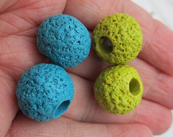 Ceramic Beads, 16mm Round Textured, 5mm Stringing Hole, Choose Color, 5 ct - cr93