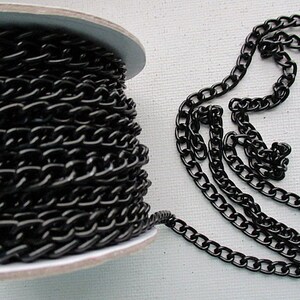 Aluminum Curb Chain, 6mm x 4mm, Open Links, 3 Color Choices, Sold per 3 feet ch164 C Black tone