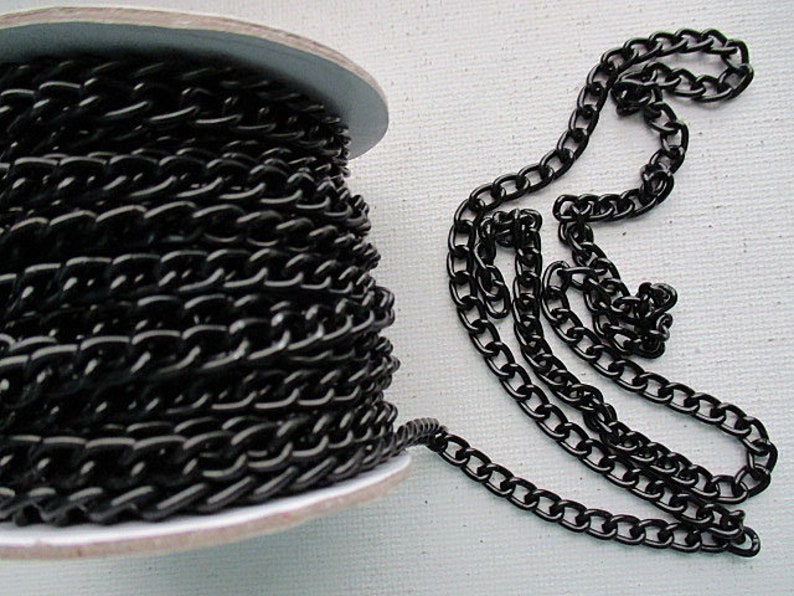 Aluminum Curb Chain, 6mm x 4mm, Open Links, 3 Color Choices, Sold per 3 feet ch164 C Black tone