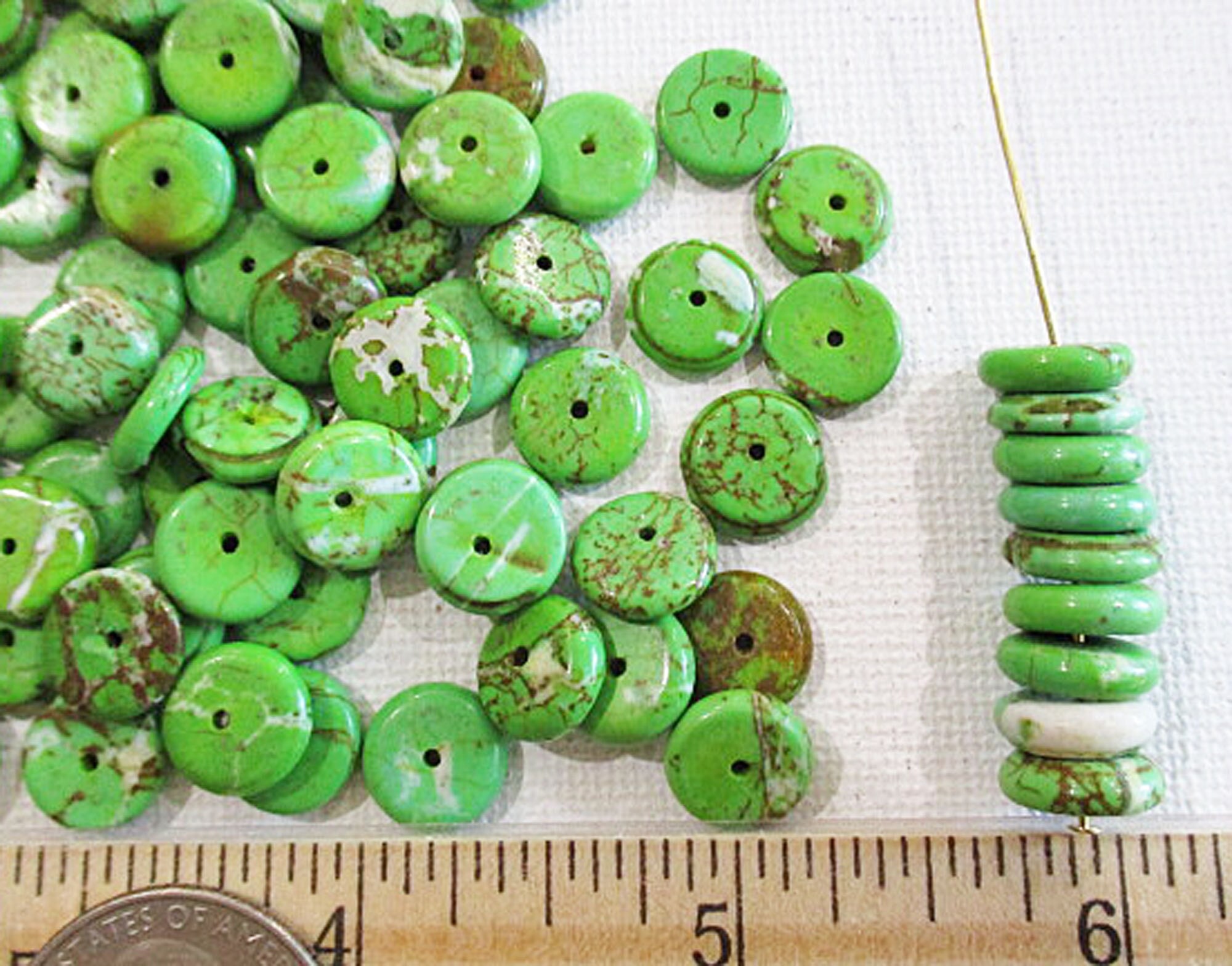 Lime Green Turquoise Magnesite Faceted Tube Beads 18mm x 10mm 5408