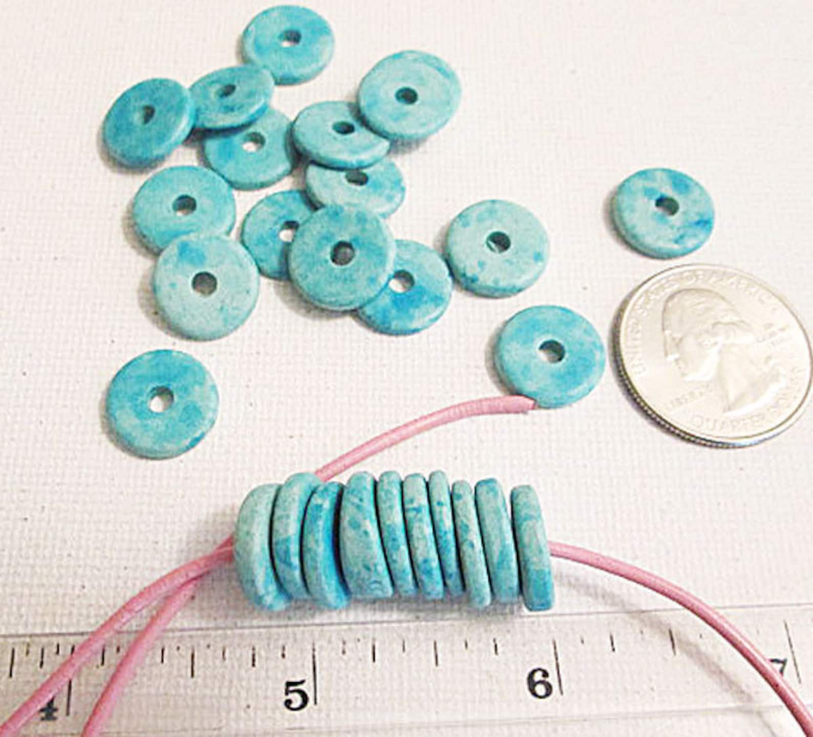Ceramic Flat Disc Beads Blue 13mm Washer Beads Sold per 20 Etsy