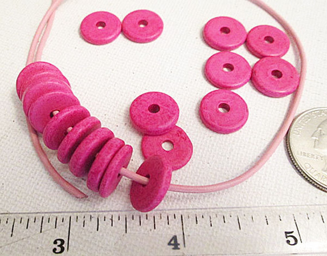 Ceramic Flat Disc Beads Hot pink 13mm Spacers Sold per 20 Etsy
