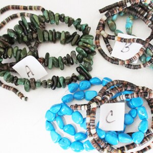 Pebbles & Heishi Bead Bundle, Mixed Shell Turquoise Combined, 2 Strands bb31 image 2