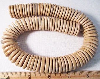 Unbleached Coconut Wood Spacer Beads, 20mm Flat Disc Beads, Full Strand - wb692