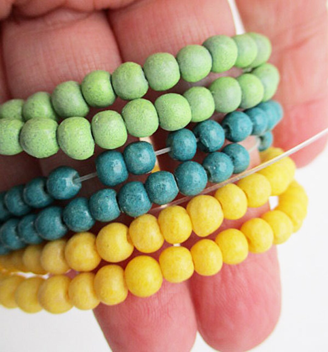 5mm Round Limestone Coral Beads Choose Green Teal or Yellow Etsy