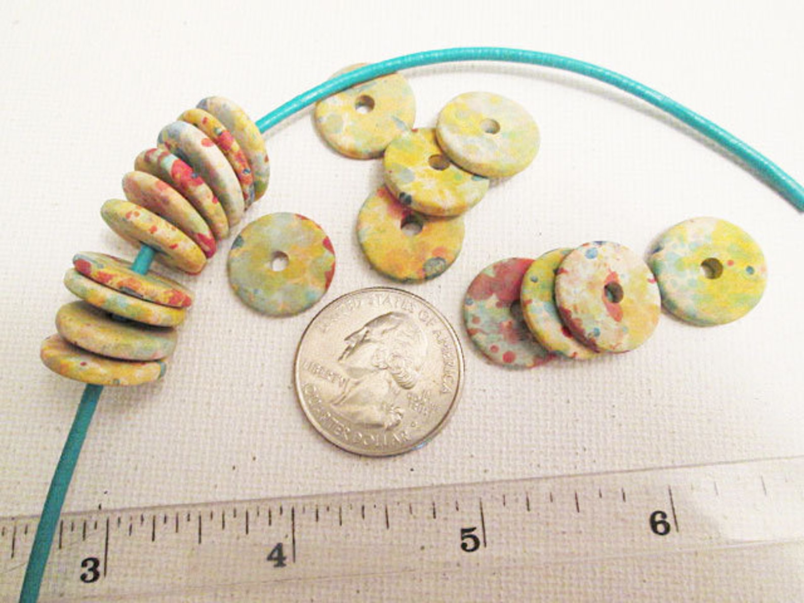 Ceramic Flat Disc Beads Multi 16mm Washer Beads Sold per 12 Etsy