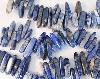 Blue White Sodalite Stick Beads, 8mm to 23mm, 46 count - gm963