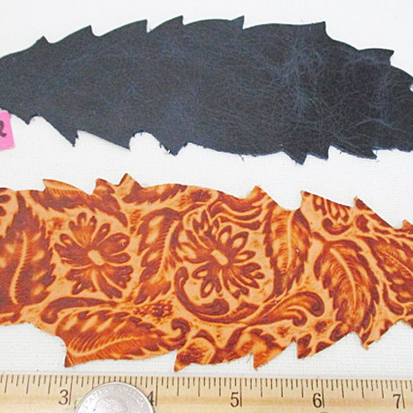 Leather Feather Shape Die Cut, 7.5 inch x 2.5 inch, No Holes, Orange or Navy, 1 count - sl54
