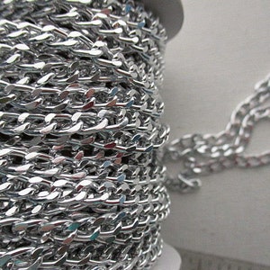 Aluminum Curb Chain, 6mm x 4mm, Open Links, 3 Color Choices, Sold per 3 feet ch164 A Silver tone