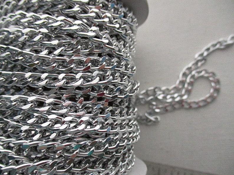 Aluminum Curb Chain, 6mm x 4mm, Open Links, 3 Color Choices, Sold per 3 feet ch164 A Silver tone