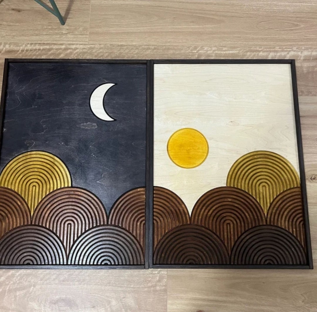 Sun and Moon Wood Wall Art Wall Hanging - Etsy