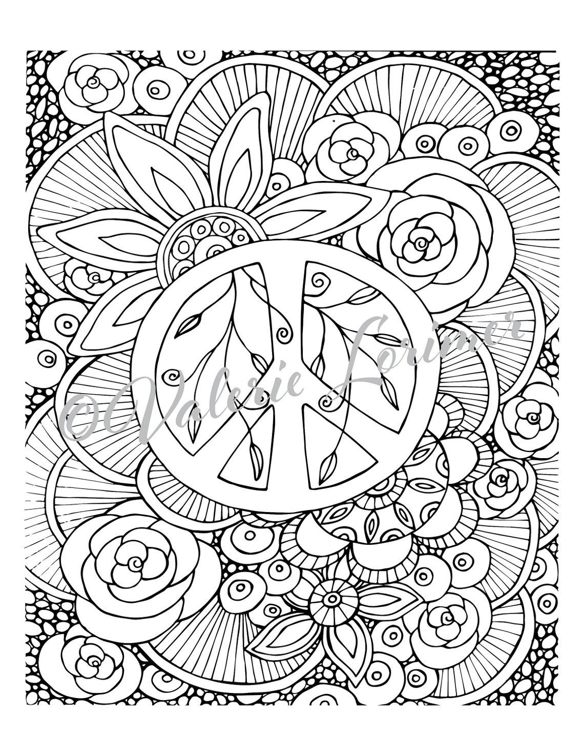 Color Me Peaceful Coloring Page Adult Coloring Peace | Etsy