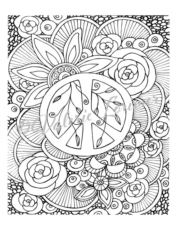Color Me Peaceful Coloring Page Adult Coloring Peace | Etsy