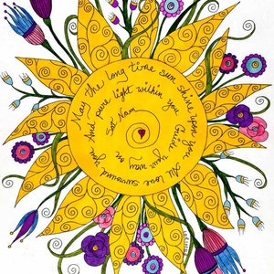 Sat Nam Yoga Print, Yoga, Sun, Positive, Affirmation