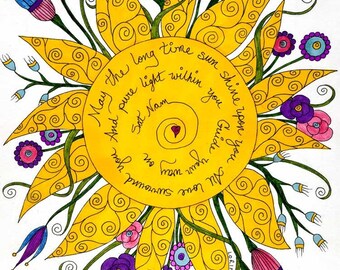 Sat Nam Yoga Print, Yoga, Sun, Positive, Affirmation