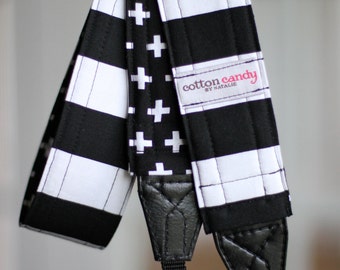 Black & White Stripe - Reversible Camera Strap