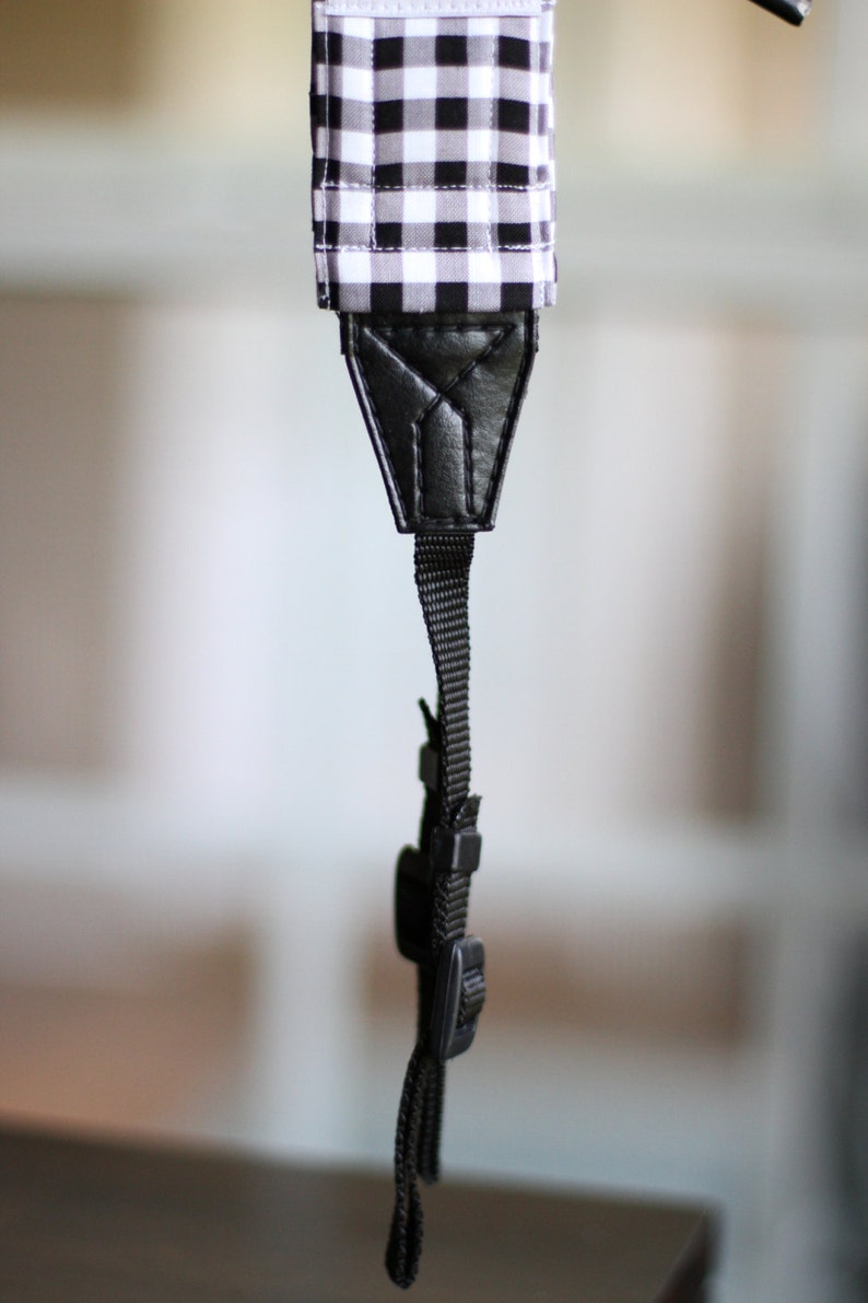 Black Gingham Camera Strap image 3