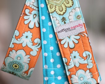 Orange Wallpaper and Blue Dots Reversible Camera Strap