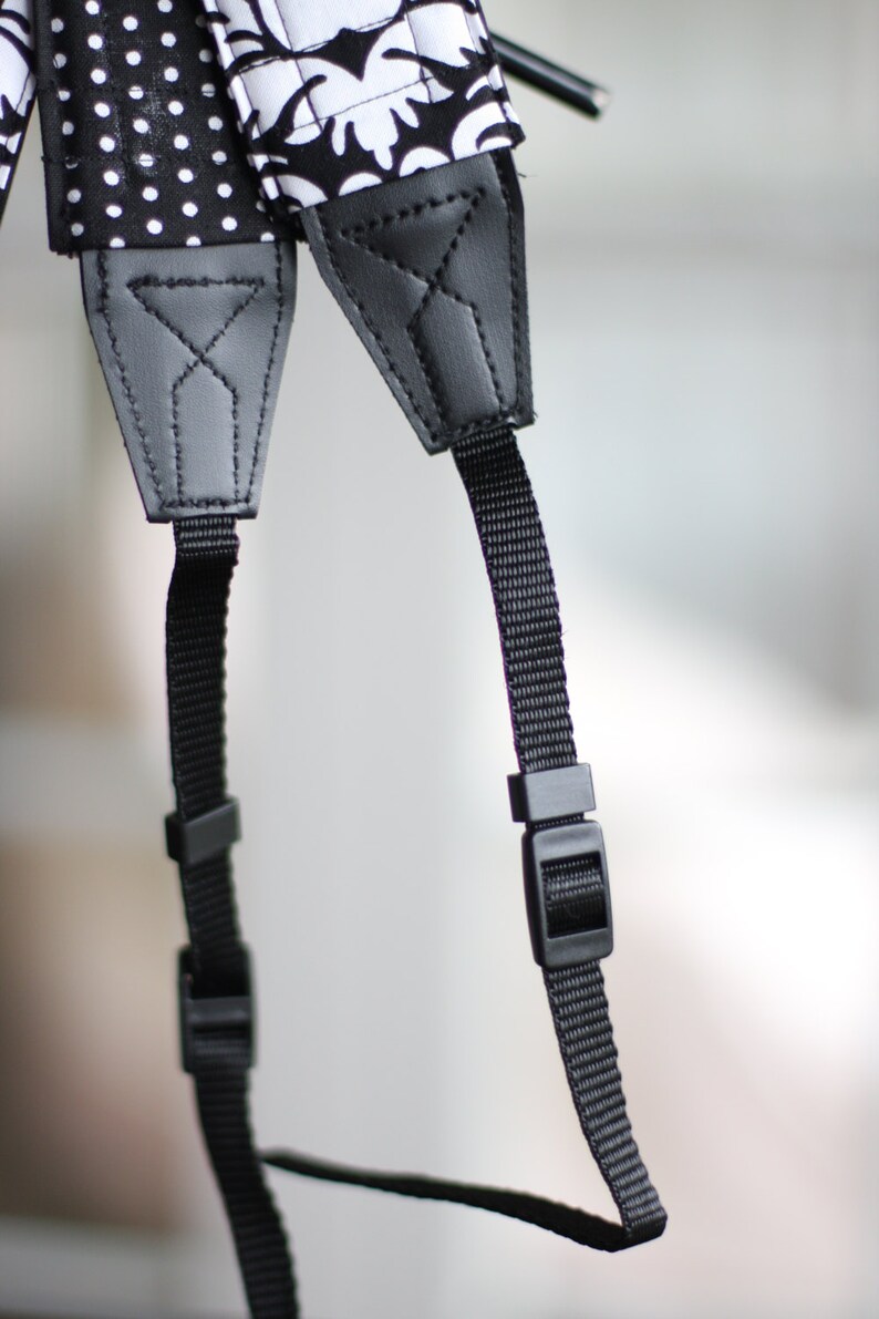 Black Damask and Dots Reversible Camera Strap Etsy