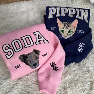 Custom Pet Portrait Embroidered Sweaters, Custom Pet Face Embroidered Sweatshirt, Personalized Pet Lover Shirt, Personalized Crewneck