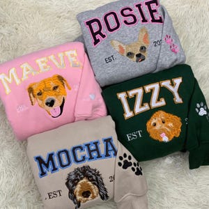 Besticktes Haustier-Gesichts-Sweatshirt, besticktes Haustier-Gesichts-Shirt, besticktes Haustier-Porträt und Name bestickter Pullover, Geschenk für Tierliebhaber