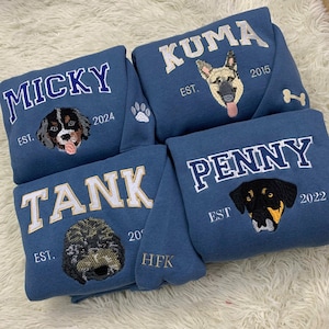 Custom Pet Face Embroidered Sweatshirt, Pet Portrait And Name Sweaters, Pet Owner Gift, Personalized Crewneck, Personalized Pet Lover Shirt