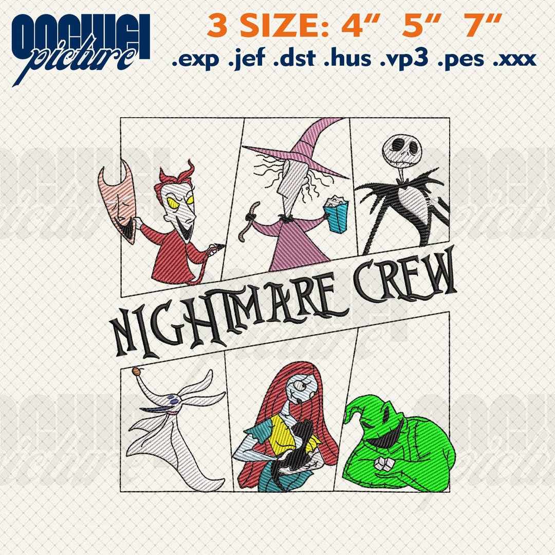 Nightmare Cartoon Embroidery File, Halloween Nightmare Cartoon ...