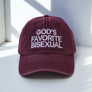 God’s Favorite Bisexual Embroidered Hat, Embroidered LGBTQ Pride Cap, LGBTQ+ Washed Hat, WLW Femme Subtle Pride, Gifts for Gay