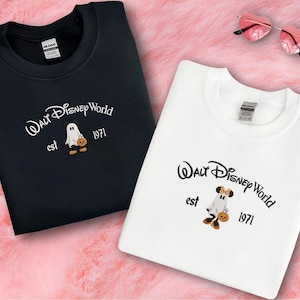 Chemise brodée Halloween Magic Kingdom, chemise pas si effrayante, col rond brodé fantôme de souris personnalisé, chemise effrayante, cadeau pour enfant