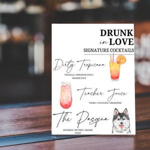 Customizable Wedding Drink Menu Sign Template -  Printable *TWO INCLUDED*
