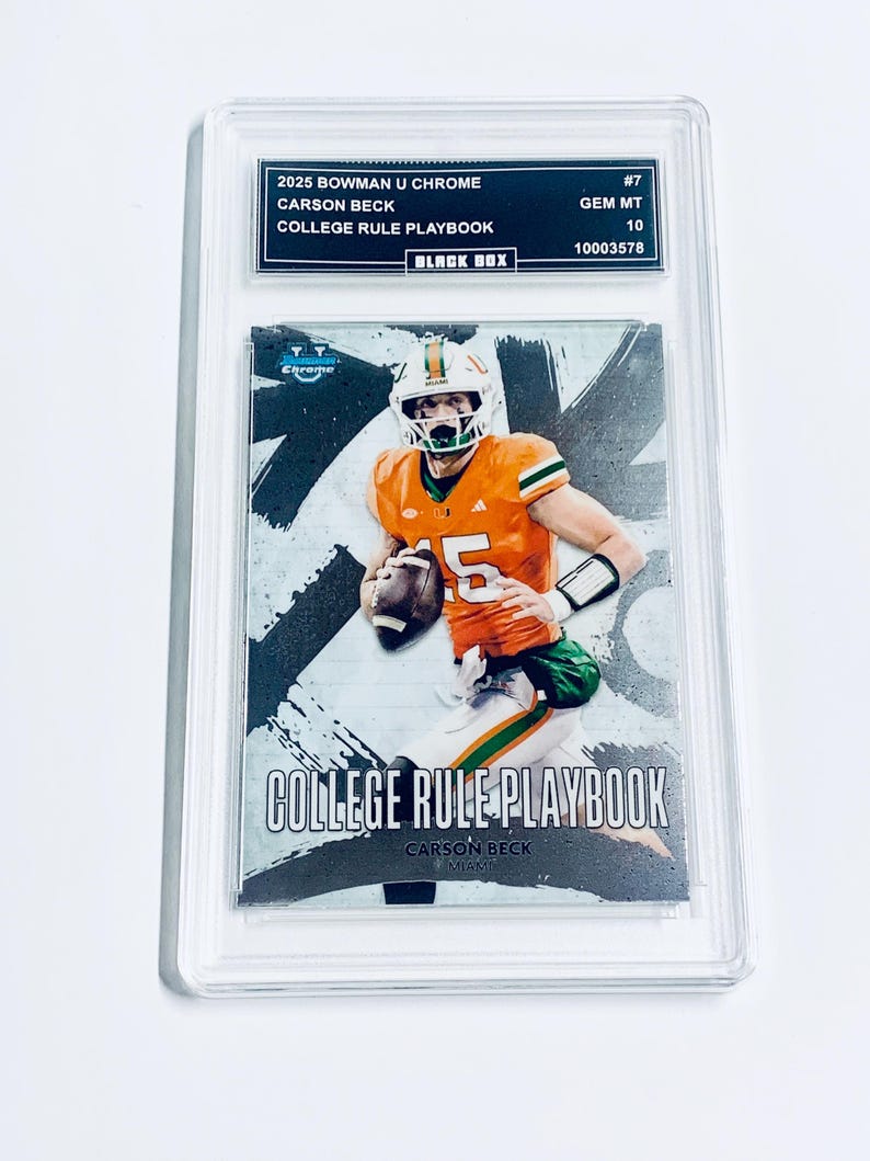 Carson Beck 2025 Bowman U Chrome College Regelbok #7 Miami Hurricanes Rookie Kort Betyg 10 bild 1