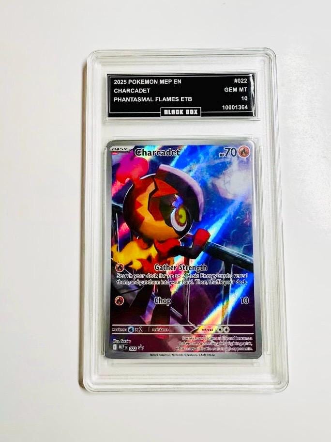 pokemon charcadet card AR 83/80 M2 Inferno X Japanese  GLIT Japanese Hobby Shop as a rare Mega Evolution promo card. Charcadet 2025 Pokemon Mep En