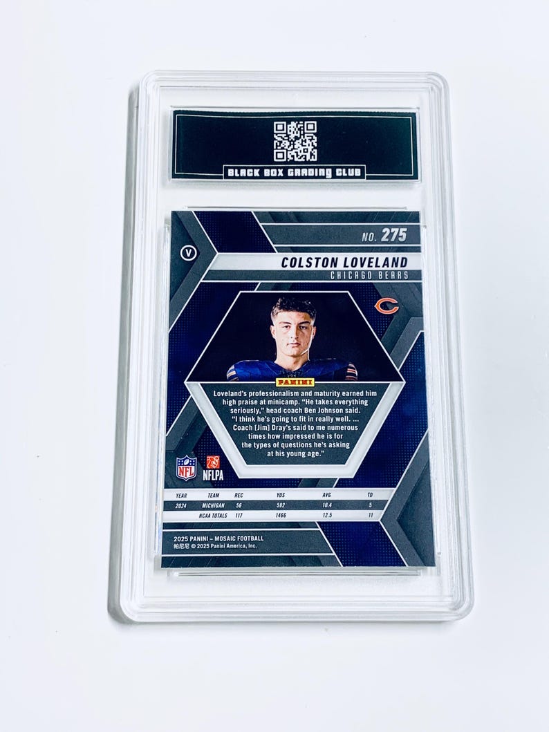 Colston Loveland 2025 Mosaic Variation #275 Bears Rookie Card Graded 10 image 2